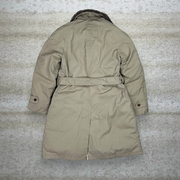 Vintage LL Bean Down Mainer Puffer Jacket Tan Trench Coat Insulated 90s - Picture 2 of 3